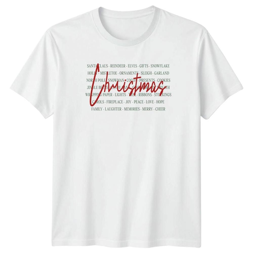 Christmas Word Cloud Holiday Unisexs TShirt Unisexs Tee Graphic Unisex Top S