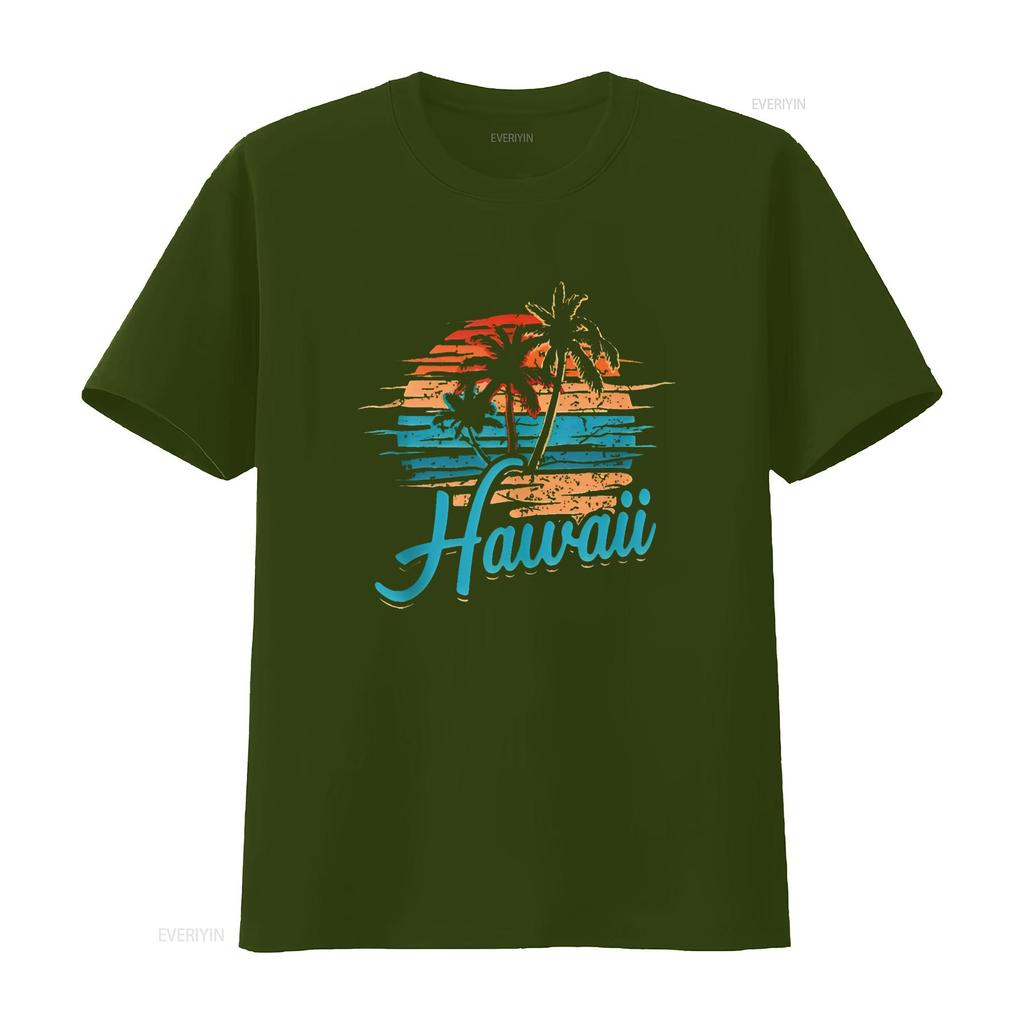 Womens Hawaiian Island Tropical Hawaii Design Vacation Souvenir T Shirt vintage Washed Top For Everyday Wear Comfortable Unisex