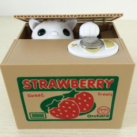 Pușculiță Furtul automat de bani Bancă de monede Pușculiță Pisica lacomă Pușculiță compatibilă cu monede din SUA Cutie de economisire a banilor pentru copii