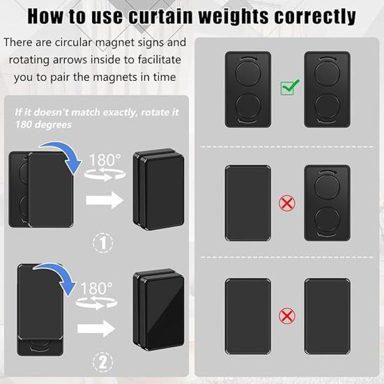 Outdoor Curtain Weights Magnetic Drapery Weights No Sewing Waterproof Curtain Weights for Home Bathroom Shower Liner Flags Tablecloth