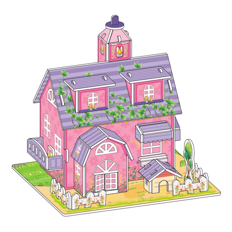 Cartoon Three-Dimensional Puzzle Children's Handmade DIY Toys Paper Card Villa Building Model Desktop Decoration