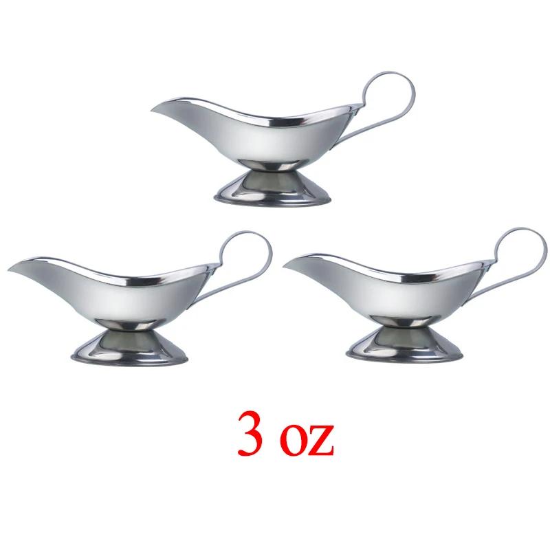 1 Pcs 3 5 8 Oz Silver Gravy Boats Beefsteak Gravy Sauce Boat Container Plate Tableware-in Gravy Boats for Home