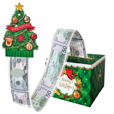 Weihnachts-Sparschwein für Geldgeschenk Zieh Merry Christmas Geld-Ziehkasten mit 60 transparenten Beuteln DIY Feiertags-Geldkasten
