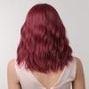 Parrucche Sintetiche Corte Ondulate Rosso Vino con Frangia Parrucche Bob Ondulate Lunghezza Spalla per Donne Nere Costume Cosplay Parrucca Resistente al Calore