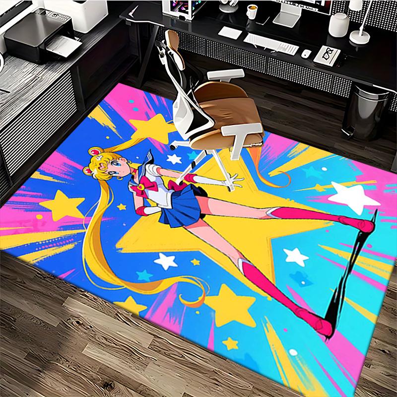 1pc Sailor Moon Anime Cartoon Design Office Chair Mat Non-Slip Carpet for Home Decor, Suitable for Office, Living Room, Bedroom, Game Room - Perfect G