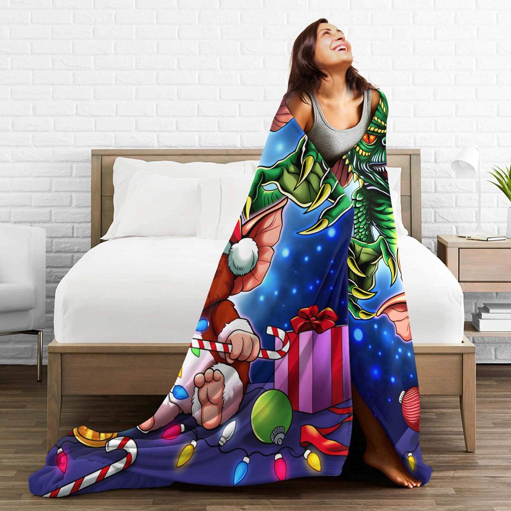 Christmas Horror Movie   Warm Blankets G-Gremlins Gizmo Camping Plush Bedding Throws Home Decor Flannel Bedspread Sofa Bed Cover