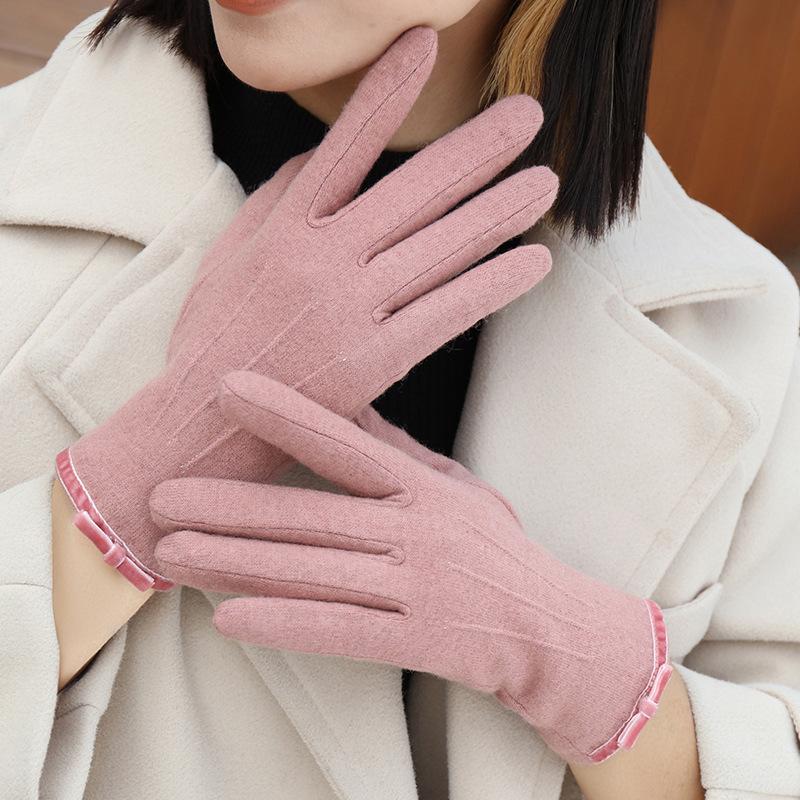 

New Winter Women Keep Warm Touch Screen Elegant Simple Cashmere Gloves High Quality Elasticity Thickened Soft розовый