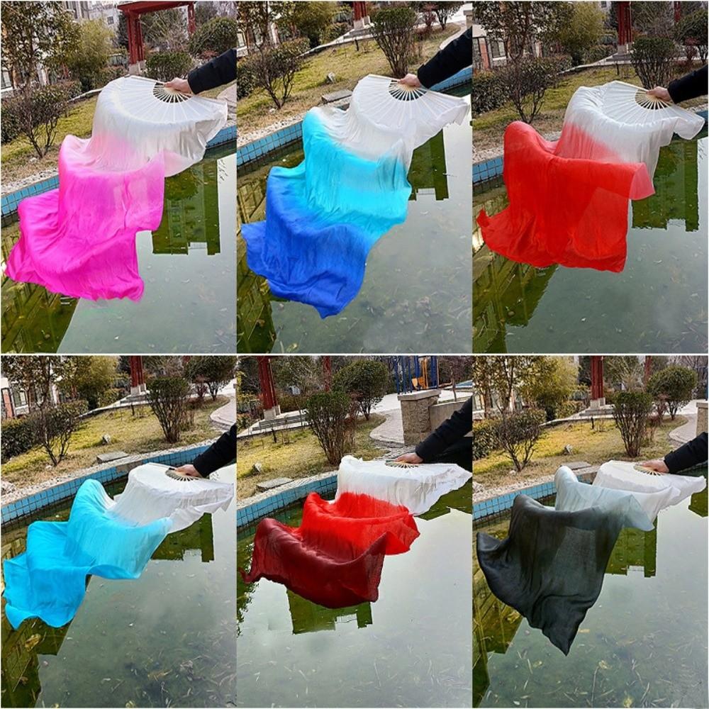 Abanico de Danza del Vientre de 1,5 m Color Degradado Seda Rayón Abanicos Largos Imitación Accesorios de Baile