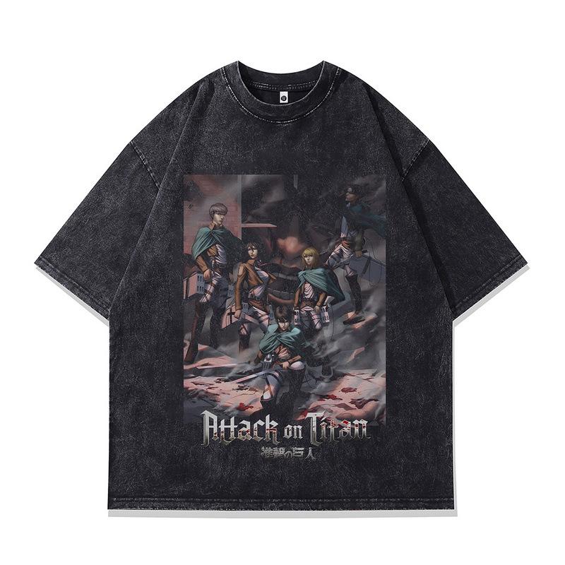 Men'S T-Shirt Couple Casual Dark Animation Digital Printing 230G Cotton Washed Short Sleeve T-Shirt Men'S