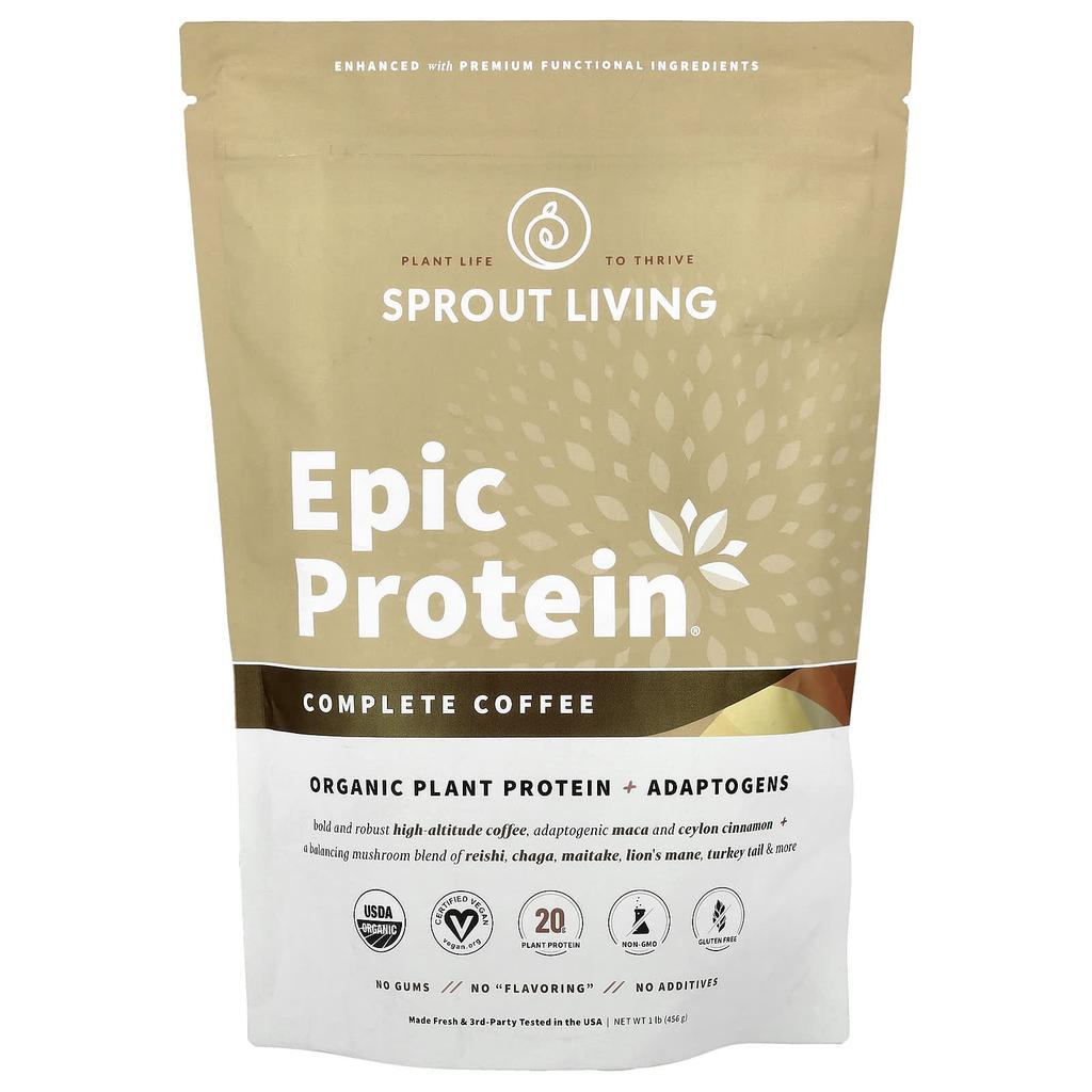 Epic Protein®, Organic Plant Protein + Adaptogens, Complete Coffee, 456G (1Lb)