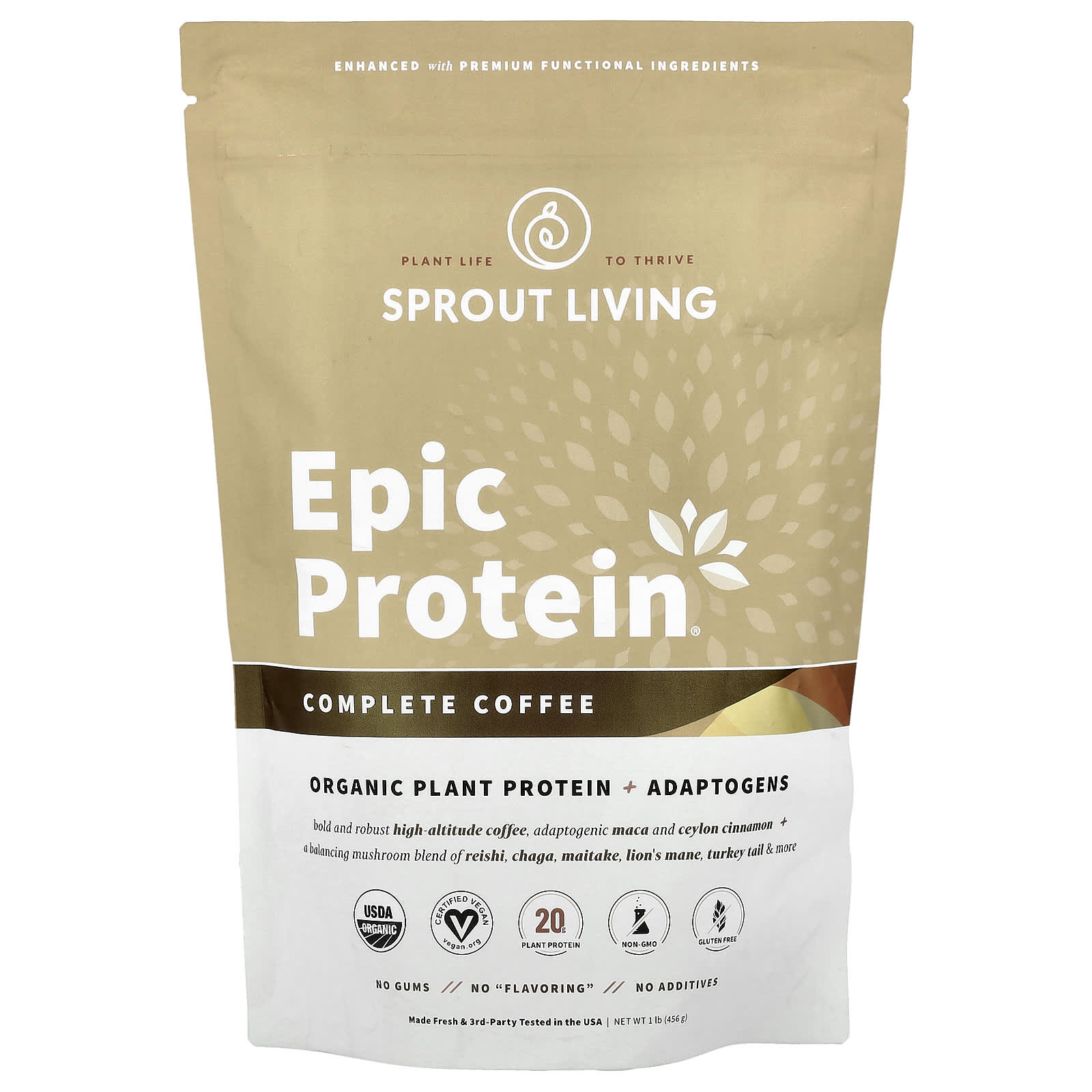 

Epic Protein®, Organic Plant Protein + Adaptogens, Complete Coffee, 456G (1Lb)