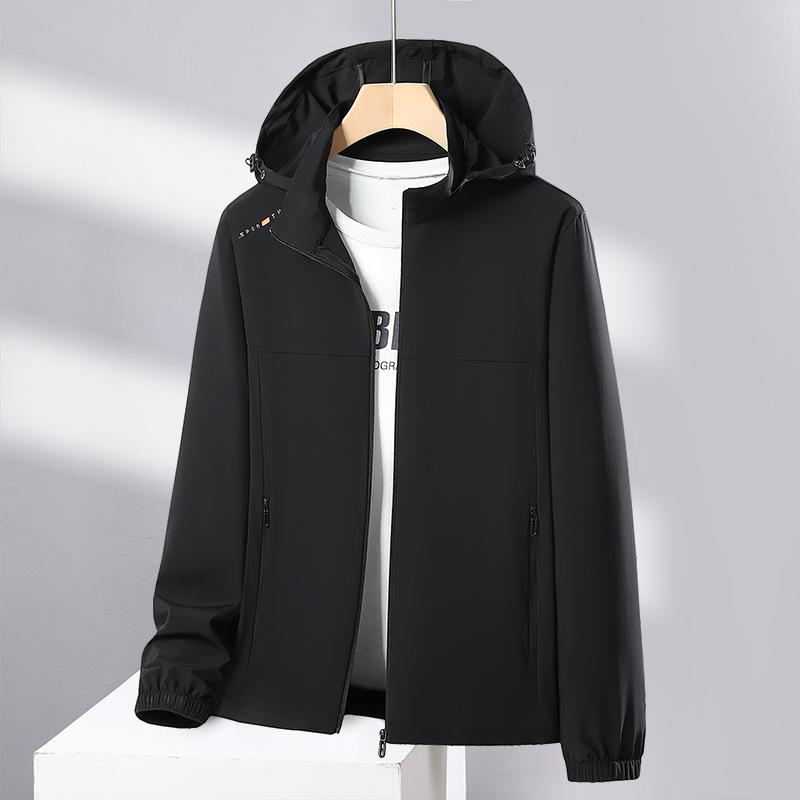 New skin clothes, couples summer hooded ice silk sunscreen clothes, fashionable full-color high elastic thin men's coat