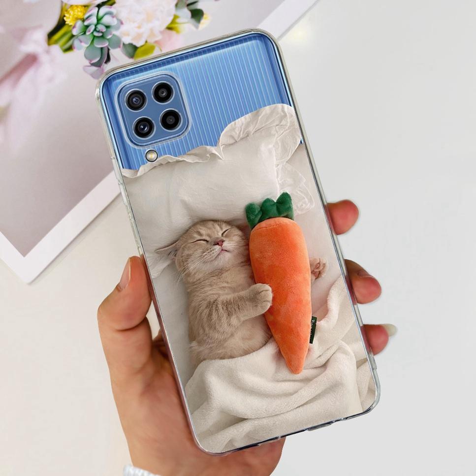 For Samsung Galaxy M32 4G Case New Floral Print TPU Soft Silicon Cover For Samsung M32 M 32 SM-M325FV Cute Cat Phone Case Fundas