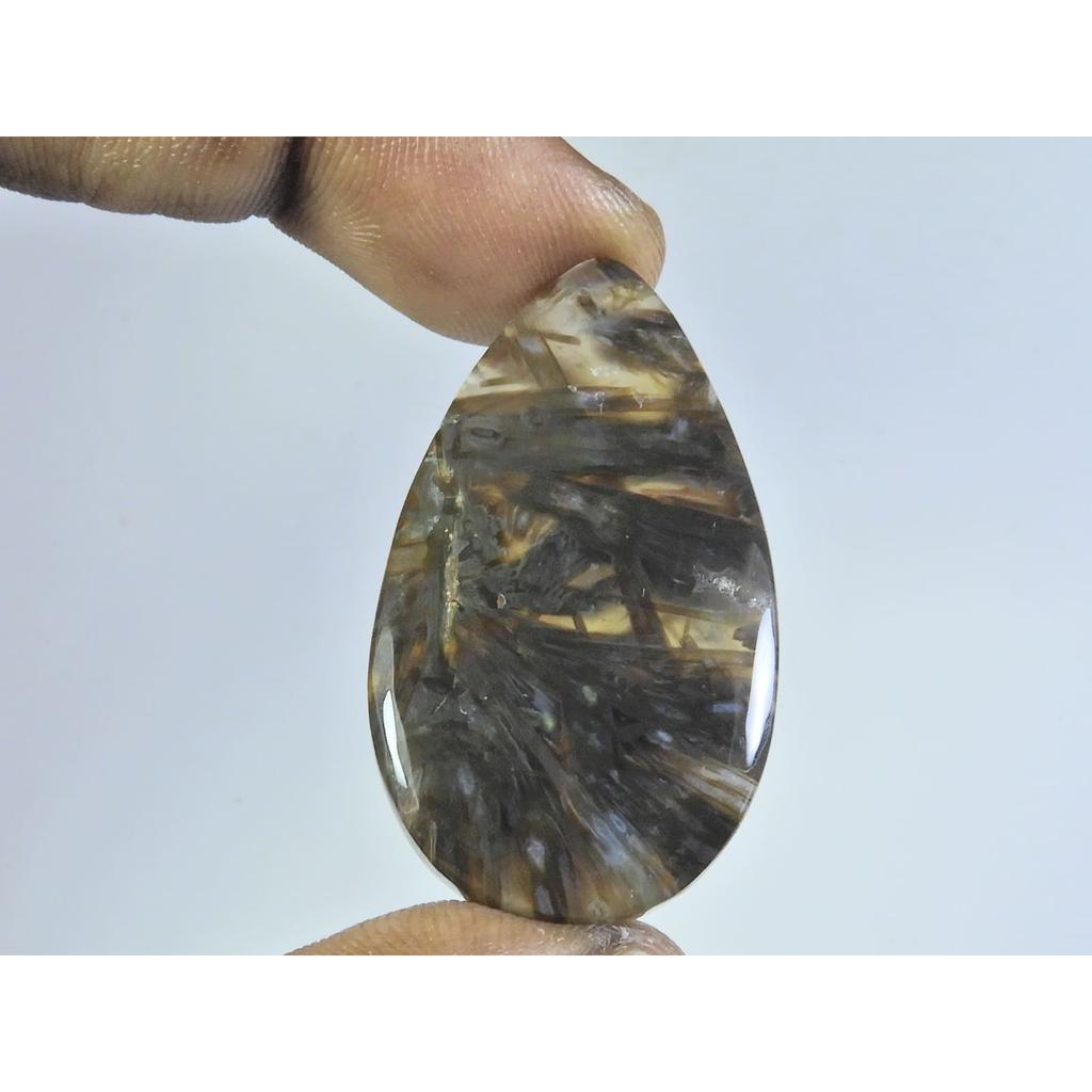 41Cts. Natural Tree Moss Agate Pear Cabochon Loose Gemstone 23X41X04MM D-146