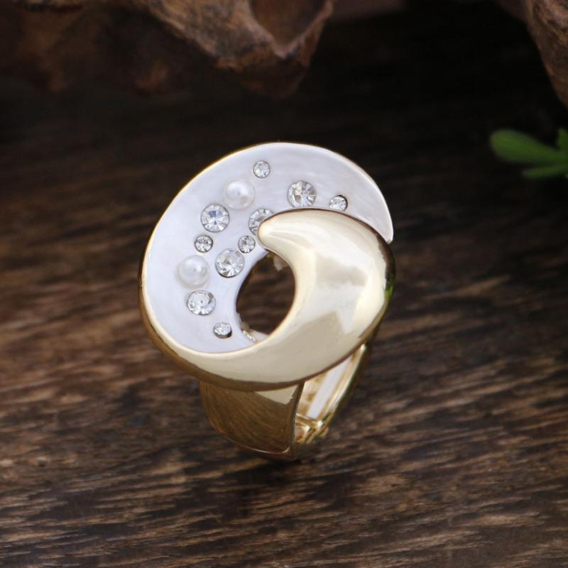New enamel geometric hollow starry sky ring women's creative high sense diamond inlaid alloy ring