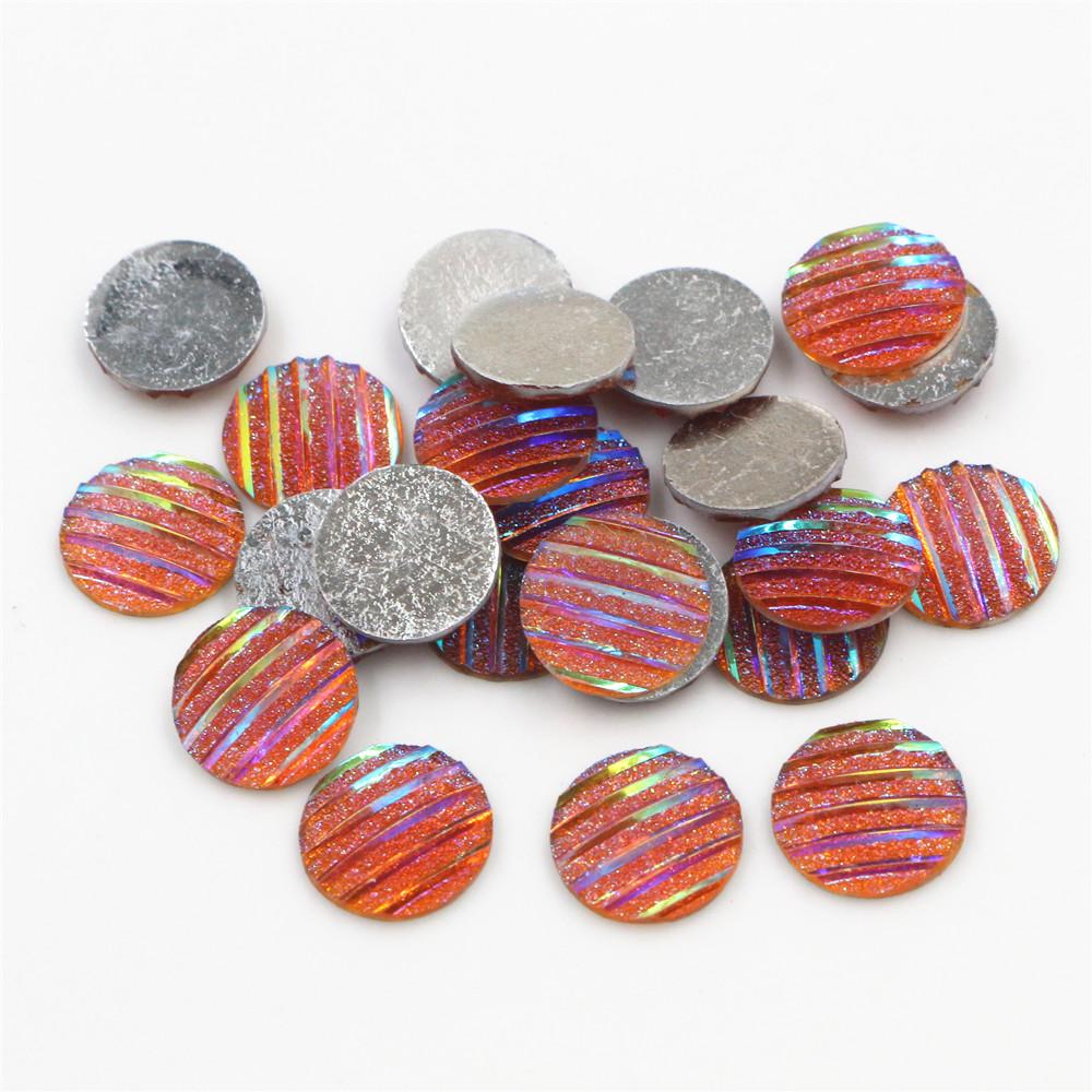 40pcs 8mm 10mm 12mm Mix Colors Mermaid Fish Scale Flat back Rhinestone Round Cabochon Embellishment Scrapbooking DIY Crafts