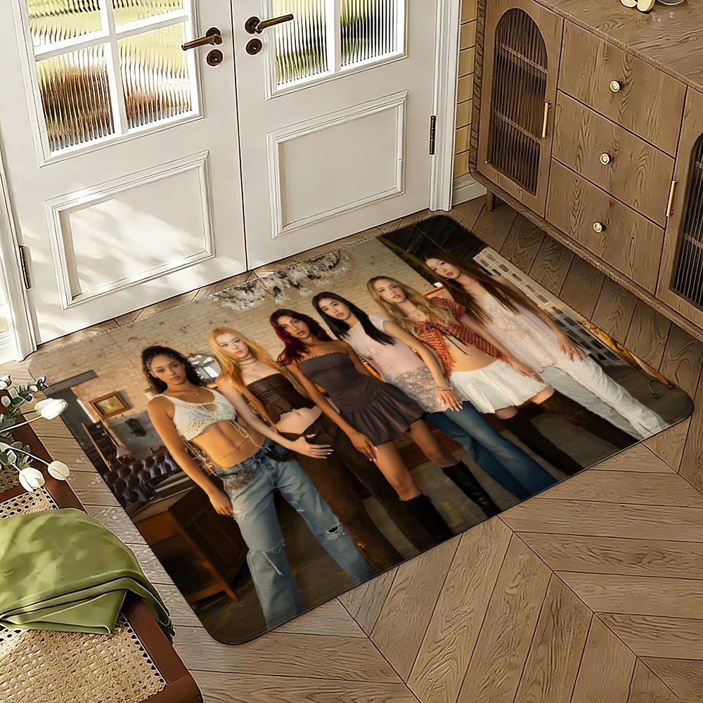 Music Band K-Katseye American Floor Mat Soft Thickened Absorbent Non-Slip Bedroom Living Room Door Mat Home Decor Flannel Rugs
