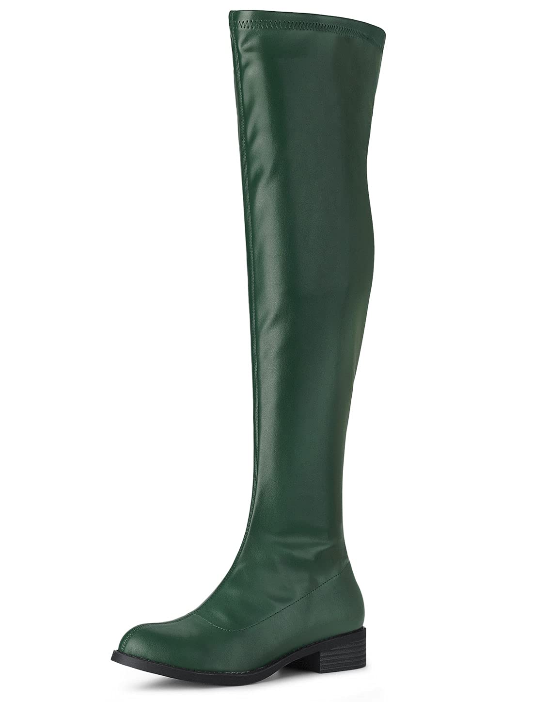 

Allegra K Women s Knee-High Boots, Round Toe, Low Heel, Green, Size 28.0 cm