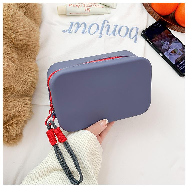 Silicone Cosmetic Bag Large Capacity Portable Waterproof Travel Wash Bag Mouth Red Envelope Storage Silicone Bag