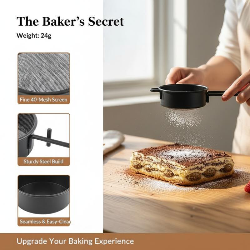 Flour Sifter For Baking, Flour Or Powdered Sugar Shaker Duster With HandleTools