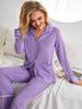 European and American pajamas women's autumn and winter cardigan long-sleeved loungewear two-piece set ebay