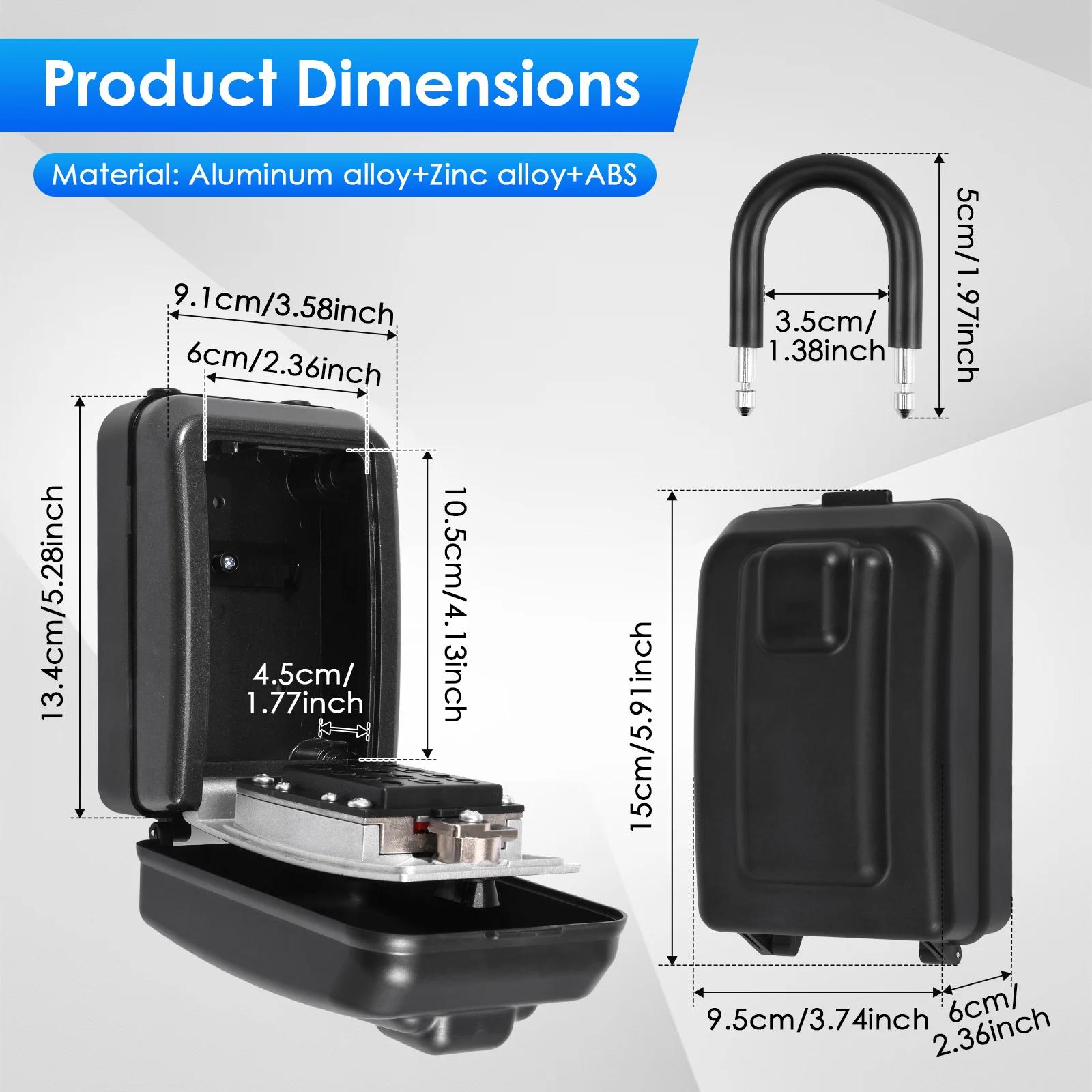 12 Digit Combination Lock Box Wall Safe Key Lock Box Large Capacity Weatherproof Outdoor Lockbox Spare Key Safe Storage Lock Box