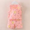 Summer Kids Baby Pajamas Vest+Shorts 2-Piece Clothing Set Boys Girls Cartoon Lion Giraffe Cotton Casual Clothes Suit 0-4 Years