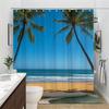 1Pc Tropical Beach Scene Shower Curtain - Polyester, Machine Washable, 70.86X70.86In, 12 Hooks, Tranquil Palm Trees & Ocean View