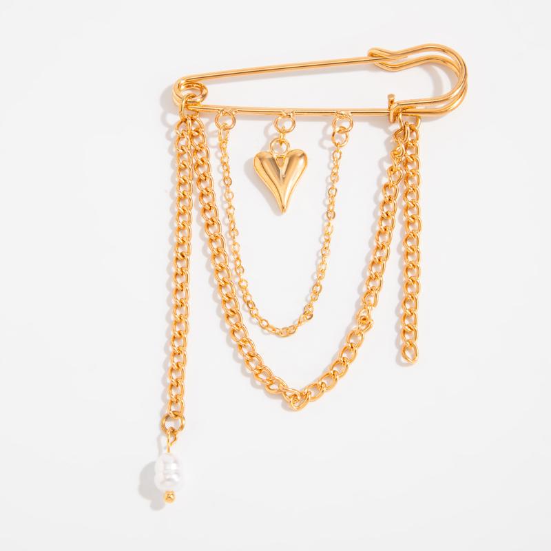 Exaggerated Metal Chain Pendant Tassel Brooch For Women Man Handmade Personality Charm Trousers Shortened Pins Rock Jewelry