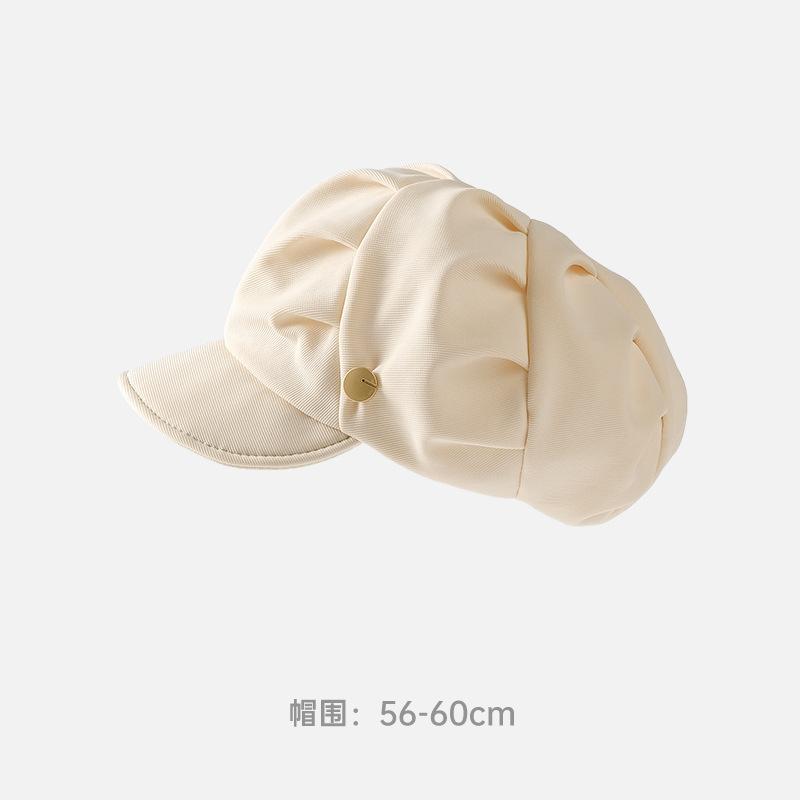 Autumn and winter new metal standard beret children big head circumference show face small reverse wear woolen forward hat painter hat