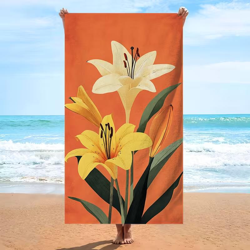 Boho Abstract Floral Print Beach Towel Absorbent Quick Dry Sandproof Towel Colorful Modern Art Flower Summer Towel for Beach