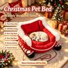 Christmas Sleigh Dog Sofa Bed Winter Warm Soft Plush Cat Lounge Mat Removable Washable Pet Sleeping Couch for Small Medium Dogs