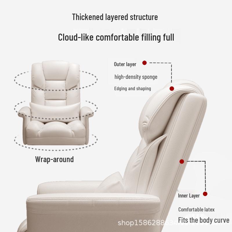 Comfortable Leather Reclining Office Chair with Adjustable Backrest