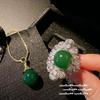 Natural Chalcedony Petal Gemstone Ring, New Chinese Style, Chalcedony Agate Removable Zircon Ring.