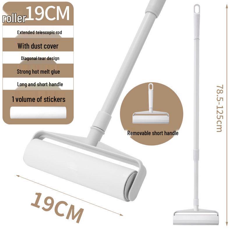 Fusselrolle mit langem Griff: Haar- und Staubentfernungs-Klebepinsel mit abreißbaren Rollen für Boden und Bett.