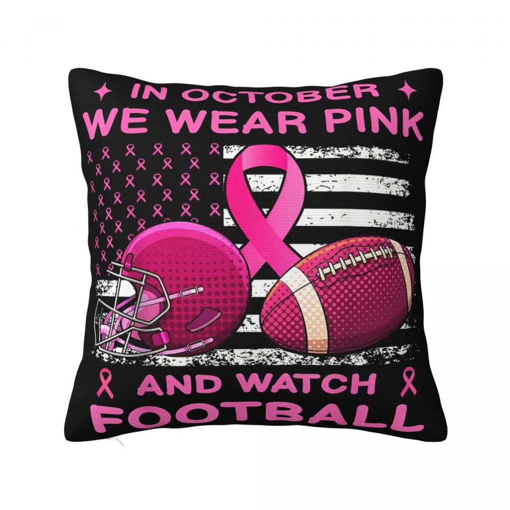In This Family Nobody Fights Alone Breast Cancer Awareness Square Pillow Case Polyester Decorative Pillow Fashion Cushion Covers