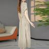Summer Stripe Short Sleeve Dress: Stylish, Loose Fit, Slimming Long Skirt