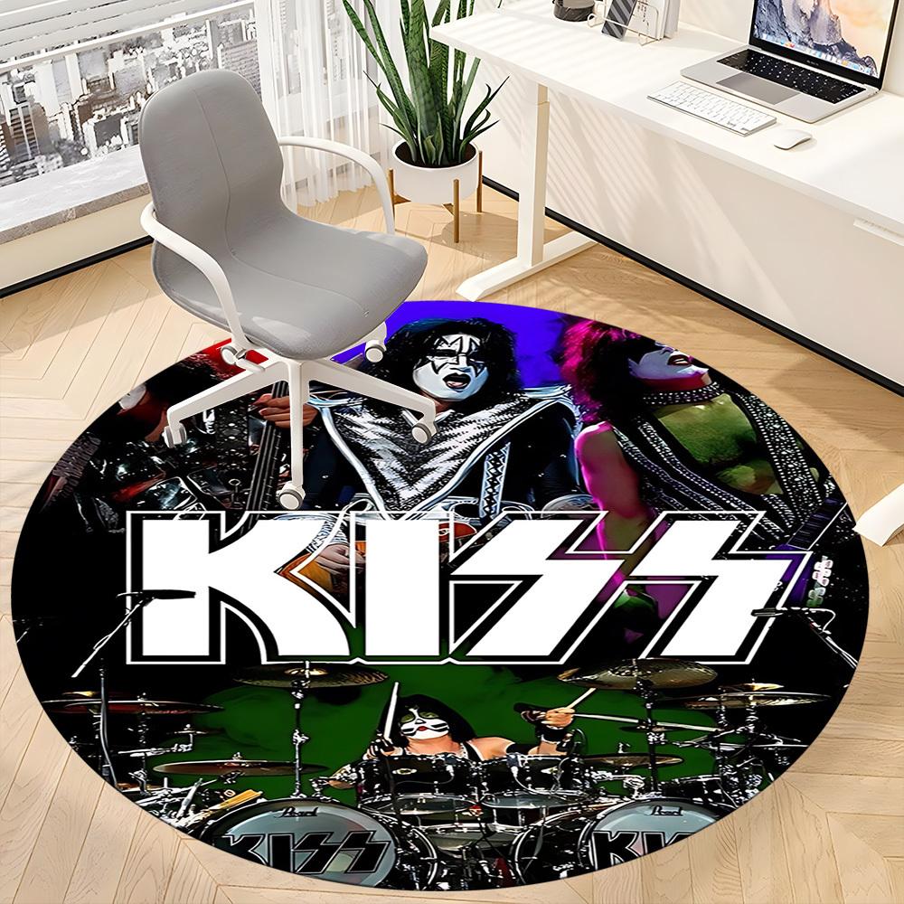 1ks KISS Hudební Kancelářský Kulatý Koberec, Pod Kancelářské Židle Ložnice Obývací Pokoj Domácí Dekorace a1016285