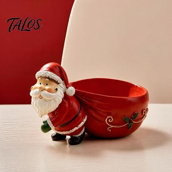 Mísa na cukroví Santa Clause, Pryskyřičný vánoční stolní organizér, Dekorativní miska na ovoce, Sezónní kreativní úložný prostor na stolní desku na sušenky, ořechy a svátky