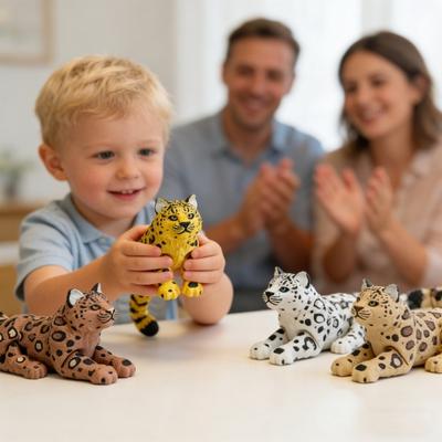 3D Printed Leopard Figurine Movable Joints Leopard Figure Articulated Animal Model Fidget Toy Home Office Bookshelf Decoration Ornament