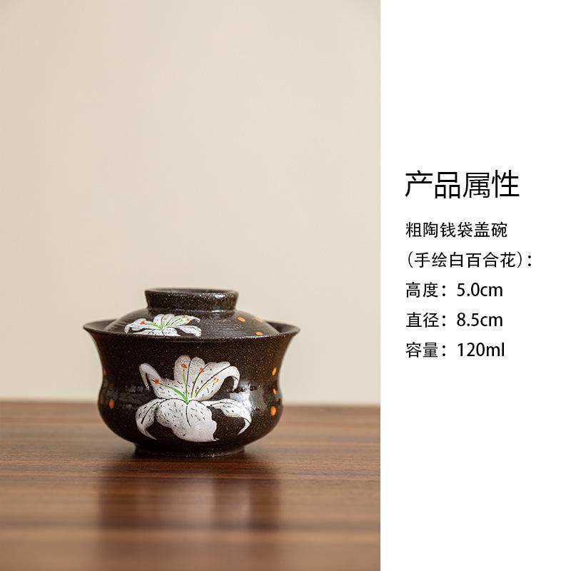

120ml Hand-painted White Lily Gaiwan Luxury Tea Tureen Tea Bowl With Lid Kit Tea Maker Cover Bowl Kung Fu Tea Set Ornaments Gift