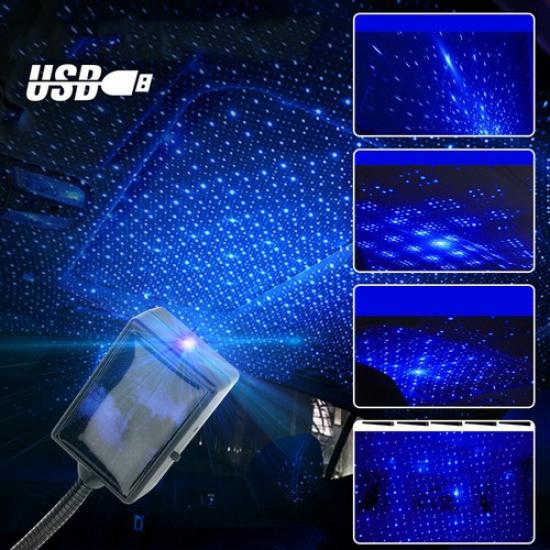 Blue USB Car Interior Roof Atmosphere LED Sky Starry Projector Light Accessories