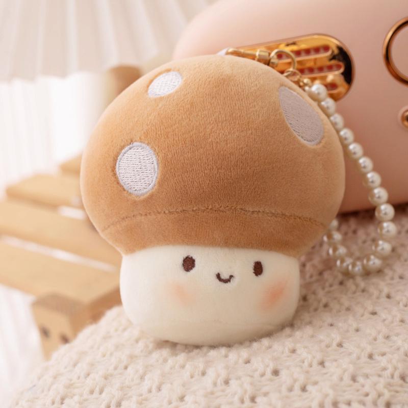 10CM Cute Small Mushroom Plush Toy Creative Stuffed Pendant Doll Red Mushroom Keychain For Kids Girls Holiday Gifts
