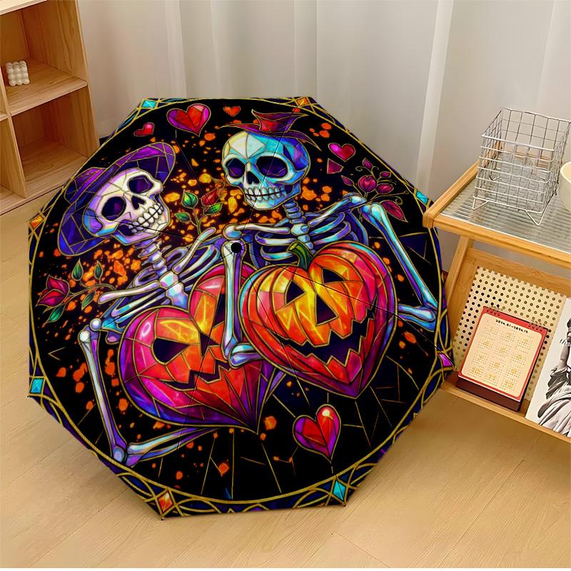 

Spring skull Printed umbrella windproof folding umbrella portable sun and rain umbrella suitable for gifting