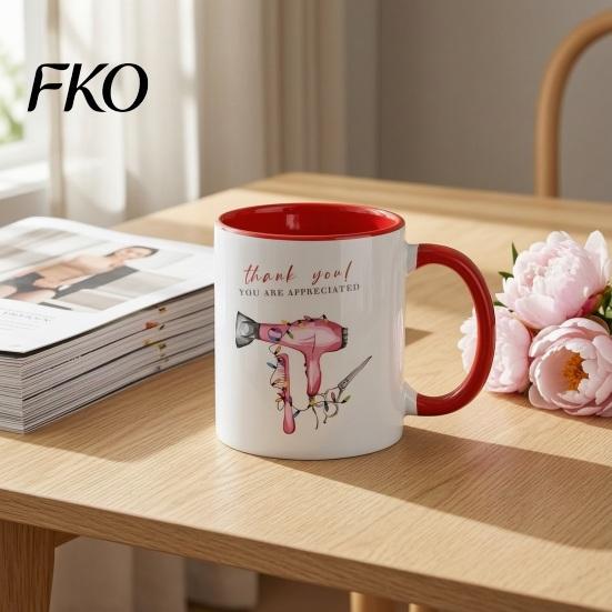 Smooth Surface Ceramic Mug Hairdresser Coffee Cup, Large Capacity Mug, Oversized Tea with Comfortable Handle Microwave Safe Cup Office Size