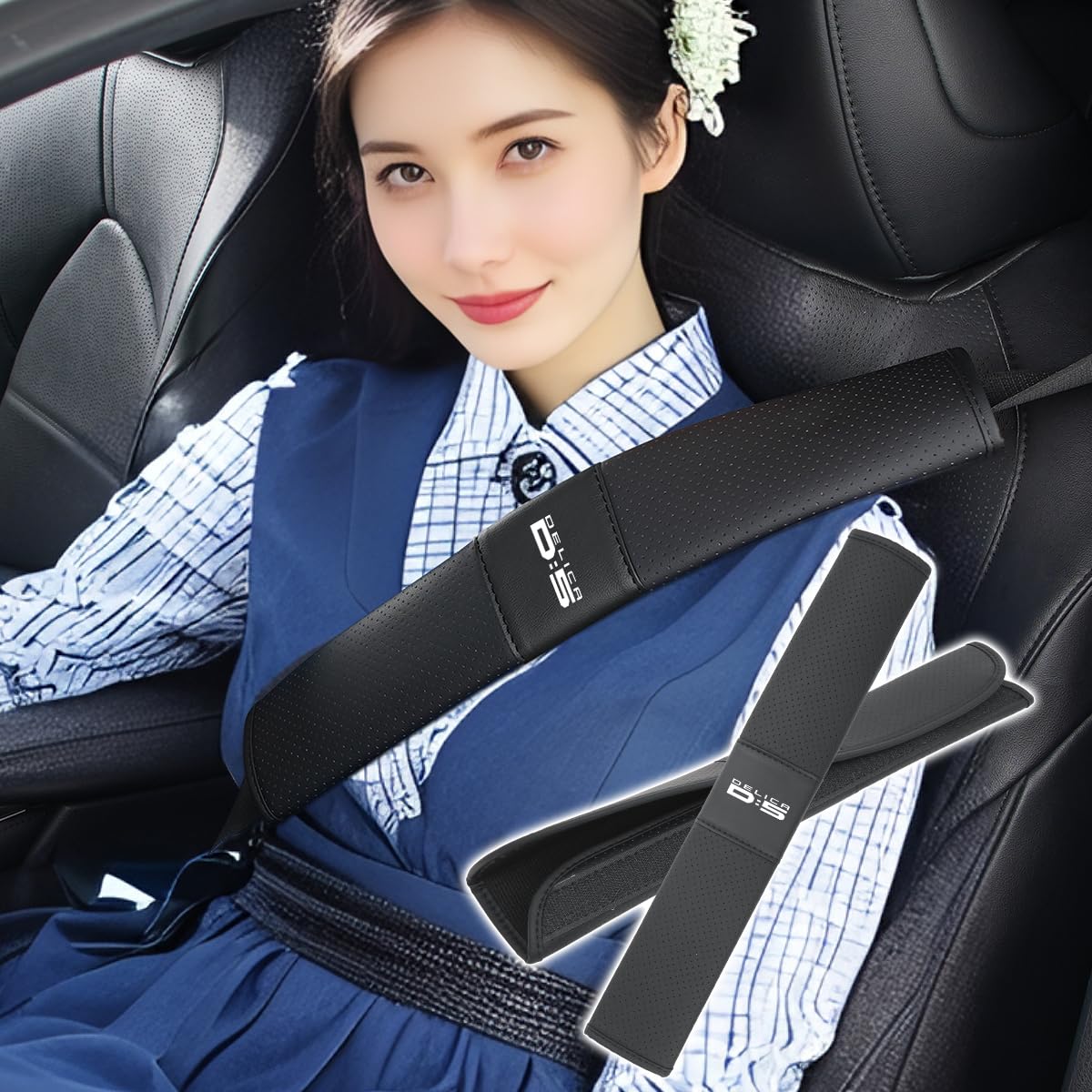 

Delica Dedicated Seat Belt 40cm Long Reduces Shoulder Delica New Custom Seat Belt Stopper Protects Shoulders and Prevents Seat Belt Velcro Interior чёрный