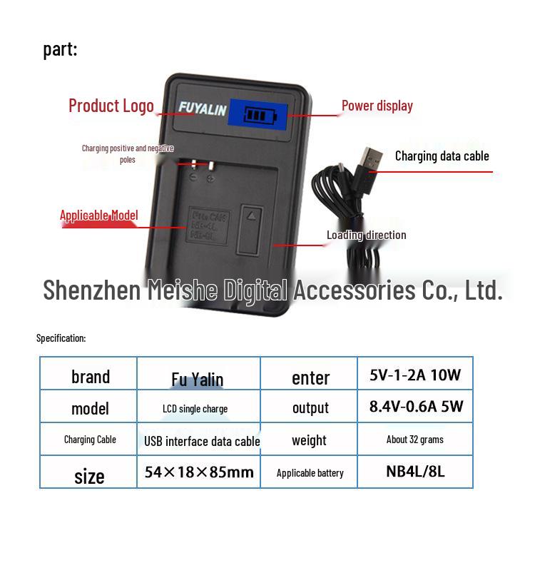 Canon NB4L Battery Charger for IXUS 230, 220, 120, 130, 115, 255HS