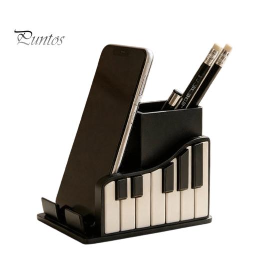 Schwarz-Weiß Schreibtischzubehör Klavierform Stifthalter, Kreativer Musik-Themen-Organizer, mit Handy-Büromaterialien Dekor Halter Design, Schreibwaren