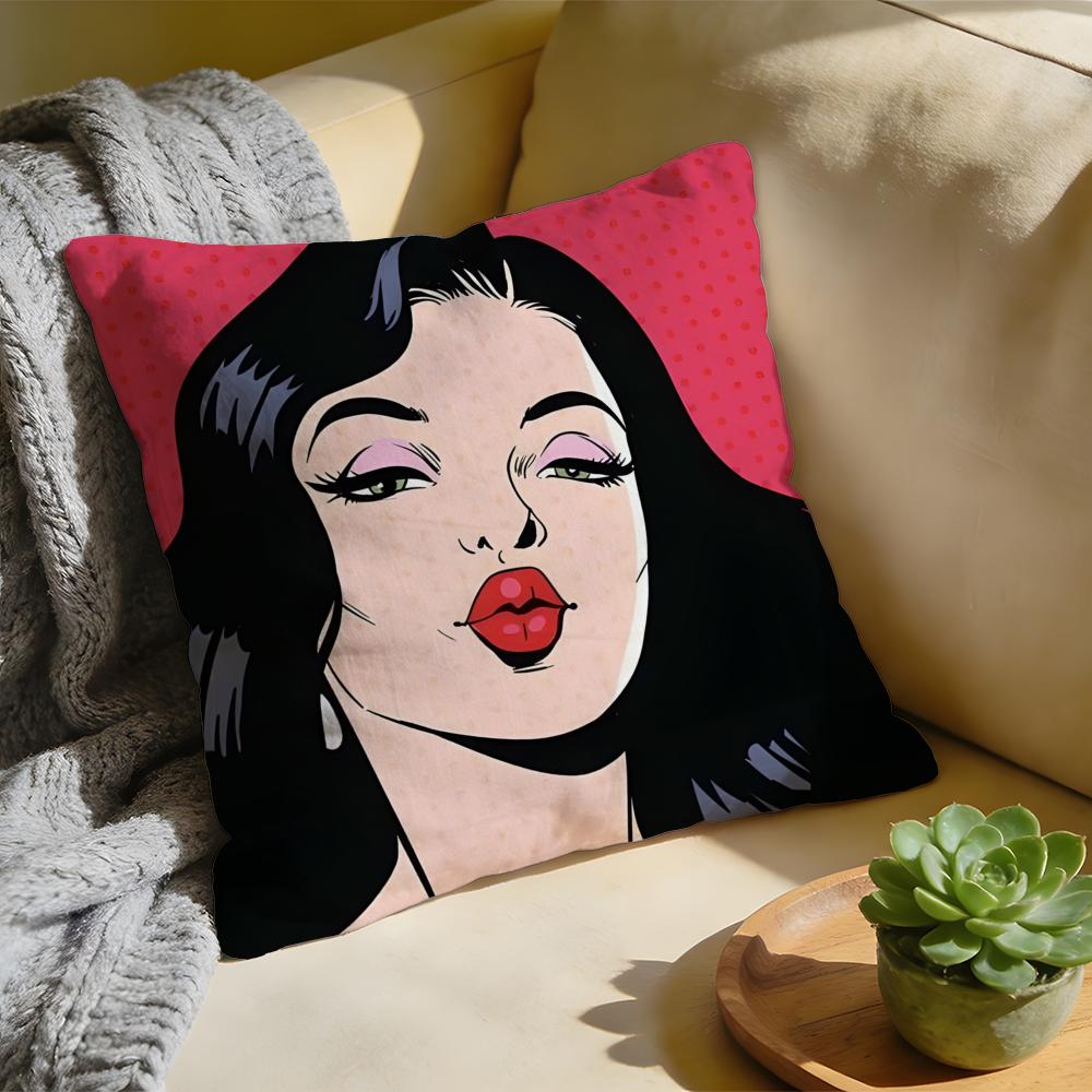 Cushion Cover Washed Linen Soft Breathable Decorative Case for Sofa Home Pillow Cover Roy Lichtenstein