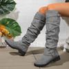 2024 Hot Sale Ladies Shoes Slip-on Women's Boots Fashion Belt Buckle Modern Boots Women New Plus Size Solid Knee-High Boots
